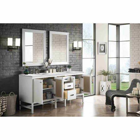 James Martin Vanities Addison 72in Double Vanity, Glossy White w/ 3 CM Ethereal Noctis Top E444-V72-GW-3ENC